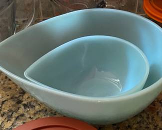 Vintage Fire King Delphite Tear Drop Mixing Bowls (As Is)