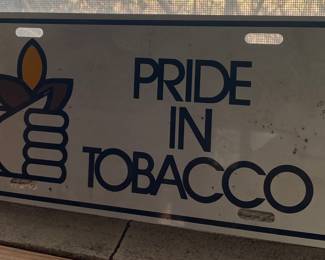 Pride in Tobacco Car Plate
