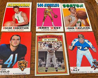Some Vintage Basketball and Football Cards (Havlicek, Robertson, Piccolo, West and more) 
