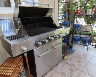 KitchenAid BBQ, plant stand, plant pots.
