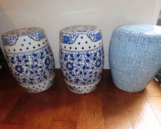 Three china garden stools.