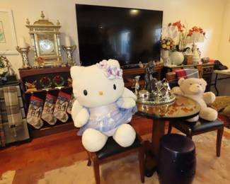 Large Hello Kitty toy. Living room area.