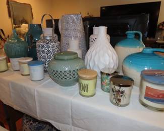 New candles, jugs, vases, urns and ginger jar.