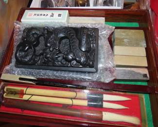 Asian paint brush and seal set.
