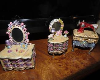 Miniature metal furniture pill boxws.