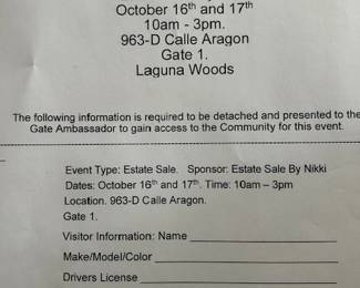 Gate clearance form.