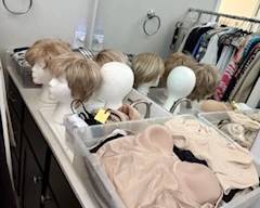 Wigs and undergarments for women.