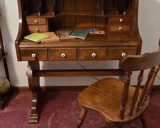 Farmhouse Style Vintage Desk with Side Chair