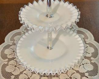 Milk Glass Serving Dish