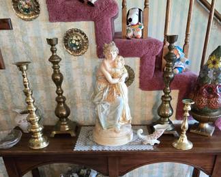 Entry Table - Brass Candlesticks- Figurines 