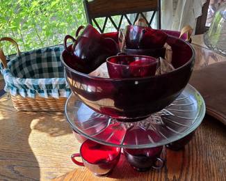 Ruby Red Punch Bowl and Cups