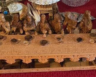 Hand Carved Wooden Last Supper - All one Piece