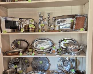 Pewter--Trays, bowls, picture frames, candle sticks, fish platter, crosses, cracker trays, crab tray, shell bowl