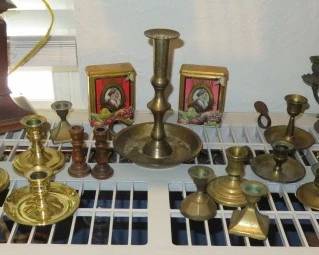 Solid Brass Candlesticks & Wall Sconce
