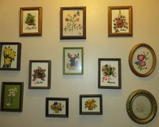 Vintage Collection of Framed Crewel Embroidery Pictures