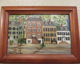 Artist Signed Streetscape Painting by Claire Crosby