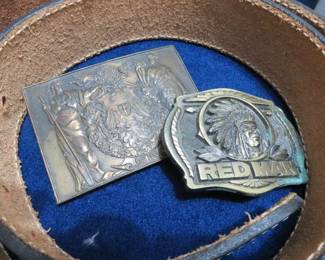 Vintage Red Man Brass Belt Buckle