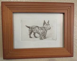 Vintage Scottish Terrier Etching
