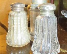 Vintage Cut Glass Salt & Pepper Shaker w/Sterling Silver Tops