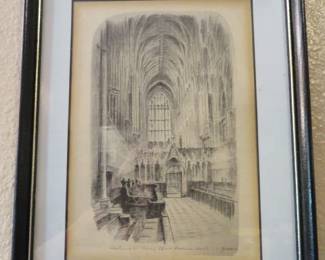 Interior of Westminster Abbey's Choir Pencil Sketch by Artist known as "Judges"