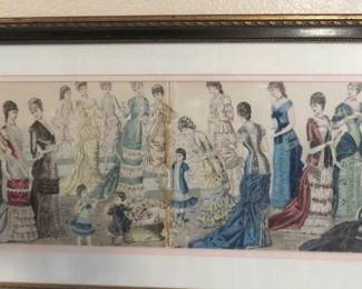 Framed 19th Century Fashion plate from Godey's  Lady's Book