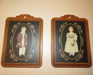 Arlene B. Kaminsky Wooden Victorian Boy/Girl Wall Plaques