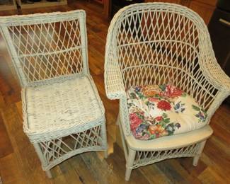 Vintage White Wicker Chairs