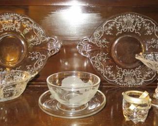 Vintage Fostoria Corsage Etched Glassware 
