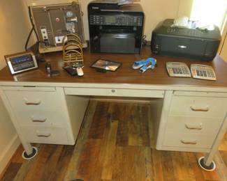 Vintage Commercial-grade Steel Tanker Office Desk 