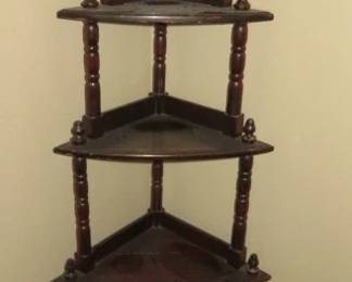 2 Vintage 5 Tier Wooden Corner What Not Stands