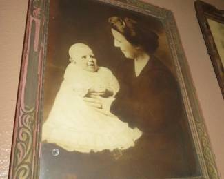 Antique Framed Photo Mother & Baby