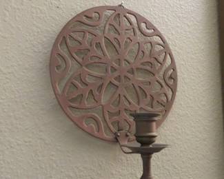Brass Flower Medallion Wall Sconce
