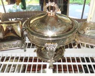 Silver-Plated/Glass Serving Dishes 