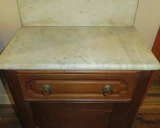 Antique Victorian Walnut Marble Top Washstand