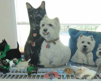 Scottish Terrier and West Highland White Terrier Pillows, Decorative Figurines & Cups