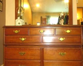 Vintage Pennsylvania House Chippendale Style Solid Cherry Dresser with Mirror