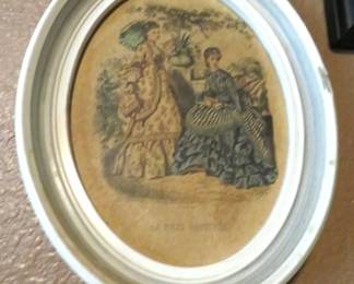 Victorian Oval Framed French Fashion Print