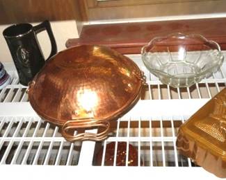 Traditional Hand Hammered Copper Cataplana Food Steamer Pot, Made in Portugal. Vintage Copper Wheat Mold