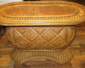 Tommy Bahama Style Glass Top Dining Table Set with 6 Chairs . (Large Heavy Rectangle Glass Top Not Shown)