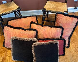 assortment of pillows  safari themed BLACK PILLOWS SOLD AND CHAIRS SOLD