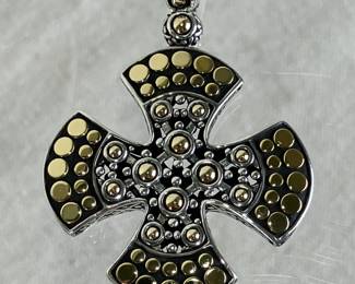 John Hardy 18K Gold and Sterling Silver Maltese Cross Pendant