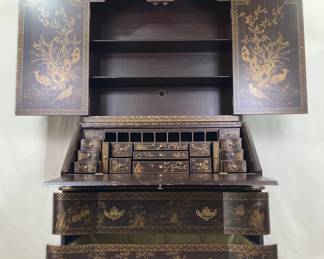 Large Chinoiserie Desk and Cabinet (Open)