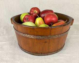 Wood Bucket with Faux Fruit