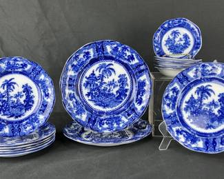W. Adams & Co. Flow Blue Plate Assortment