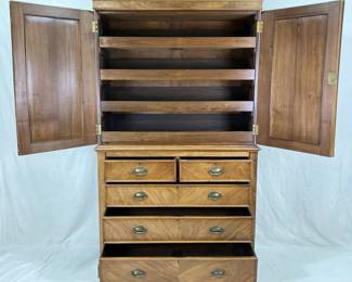 English Walnut Linen Press (Open)