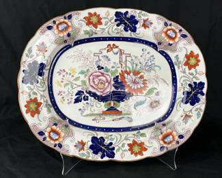 English Ironstone Platter with Floral Motif
