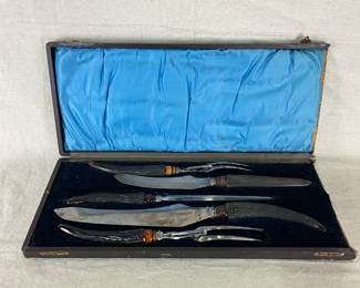 British Sheffield Carving Set with Stag Handles