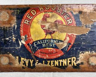 Folk Art Carved Wooden Pedestal with Advertisement