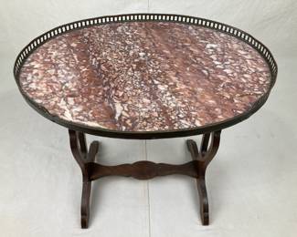 French Oval Marble Top Table
