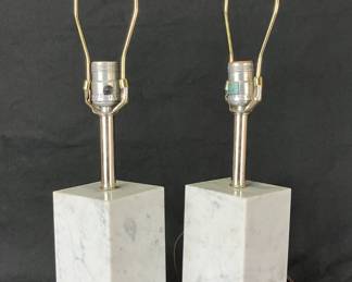 Pair of Carrara Marble Base Lamps